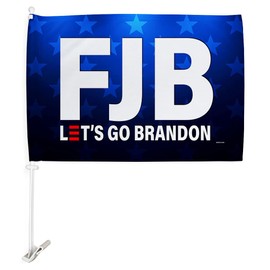 Trump Flag FJB Lets Go Brandon Car Flags Pack + Blue Star Banner Military Veterans Armed Forces Memorial Vehicle Auto Window Decor Carros Outdoor Pole Accessories, Made in USA