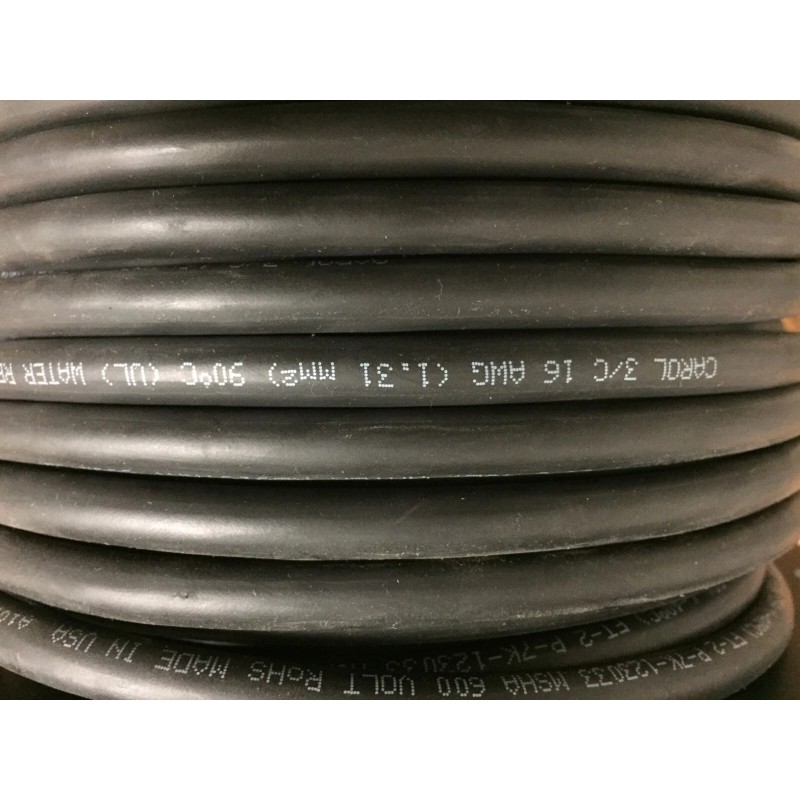 Carol 02765 16AWG/3C Water Resistant SOOW 600V -40c, +90C Power