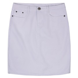 chouyatou Women's Basic Five-Pocket Rugged Wear Denim Pencil Skirt with Slit, White, X-Large