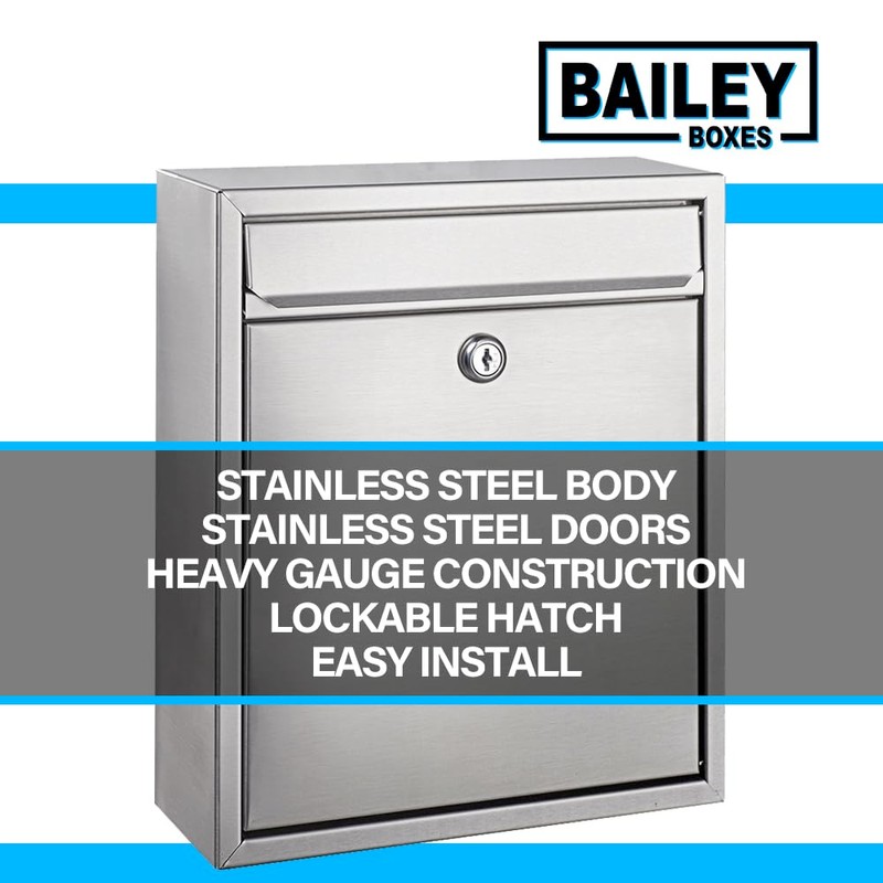 Modern Wall Mounted Locking Small Architectural Mailbox from Bailey Boxes