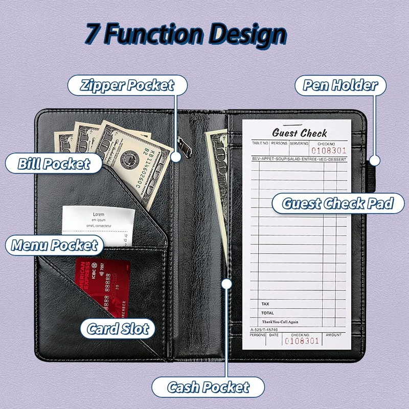 NLZQTTBD Server Books for Waitress Cute Waitress Book PU Leather
