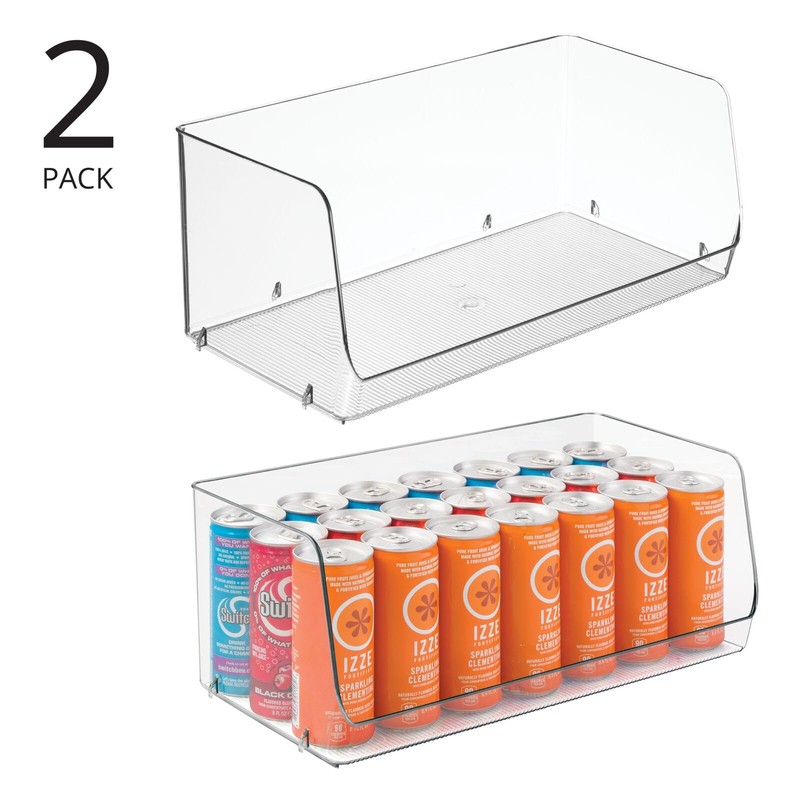 mDesign Modern Stackable Plastic Open Front Dip Extra Large Storage