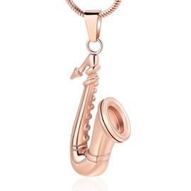 memorial jewelry Music Urn Saxophone Horn Chain Necklace Cremation Ash Keepsake Pendant