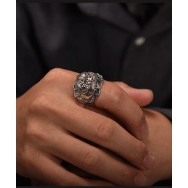 MayiaHey FENG Shui PIXIU Ring MANI Amulet Lucky Wealth Buddhist Ring for Men Gothic Vintage Tiger Ring Punk Tiger Totem Ring Hip Hop Retro Rock Tiger Amulet Jewelry(9)