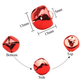 HUASUN Craft Bells 100PCS Colorful Jingle Bells Christmas Bells Sleigh Bells Small Metal Bells for Christmas Festival Decoration, Wreath, Cat Collars, DIY Ornament Jewelry Making 13mm