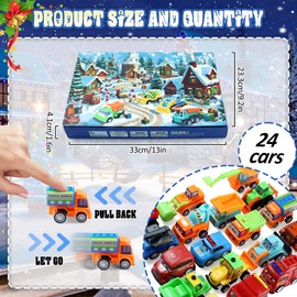 Advent Calendar 2024 Children's Car, Pack of 24 Advent Calendar Children, Construction Site Advent Calendar, Advent Calendar Toy from 1-10 Years, Boys Girls Gift