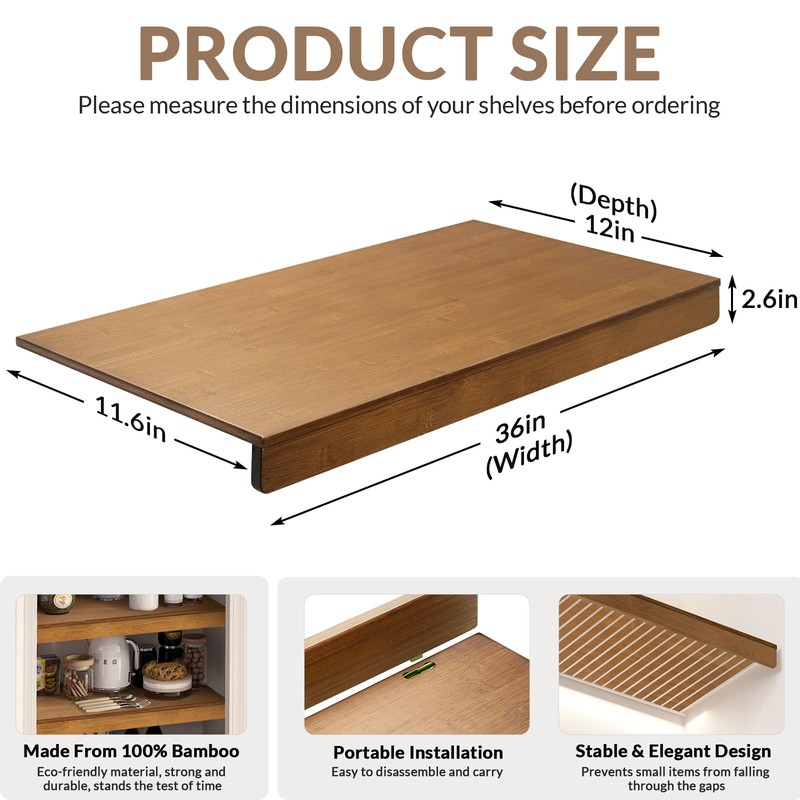 Gashell Wire Shelf Covers, Bamboo Wire Rack Covers for Pantry,