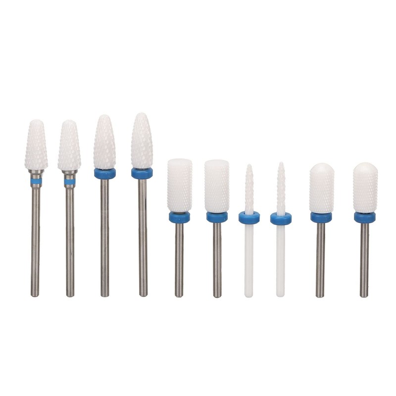 10 Piece Ceramic Nail Cutter Bit Set Manicure Drill Bits