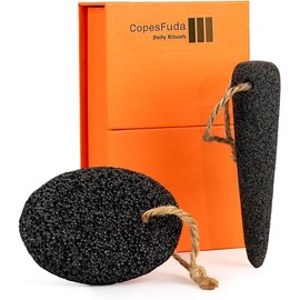 Natural Volcanic Pumice Stone for Feet & Hands. Foot Scrubber for Dead Skin Remover & Deep Cleansing, Cone Shape Stone for Hard-to-Reach Areas Corn Removal, 2 Pieces with Bamboo Charcoal