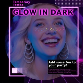 Noerrors 6pcs Glow in the Dark Rainbow Freckles Face Tattoo Sticker, Neon Fluorescent UV Sparkle Colorful Star Temporary Fake Faux Glitter Freckle Makeup Festival Accessories for Party Supplies #02