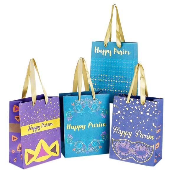 Set of 4 Purim Kraft Gift Bags