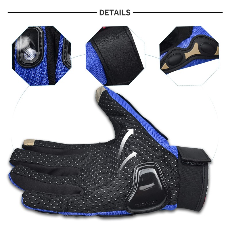 CHCYCLE - Guantes de moto con visualización táctil, Azul, M-Blue