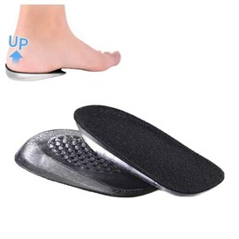 Secret Insoles, 0.6 / 1.0 / 1.4 inches (1.5 / 2.5 / 3.5 cm), Height Increasing, 3-Layer Construction, High Elasticity, Anti-Slip, Standing Work, Half Type, Semi-Layered Type, Washable Height, Unisex (Men's, Black, 0.6 inches (1.5 cm))