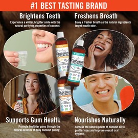 Kapuluan Coconut Oil Pulling for Teeth and Gums Mouthwash, 100% Pure and Natural, Non-GMO, Ayurvedic – Refreshing Spearmint and Lime Essential Oils