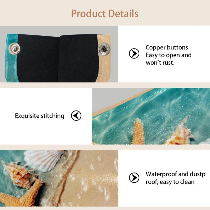2 Pack Tissue Box Cover Holder, Summer Beach Starfish Seashell
