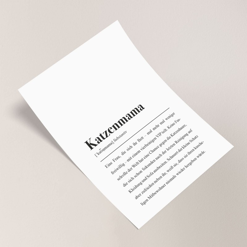 Cat Mum Definition: DIN A4 Poster