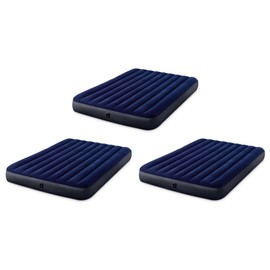 Intex 80 x 60 x 10 Inch Dura-Beam Fiber-Tech Vinyl Standard Downy Air Mattress with Plush Top and 2-in-1 Valve, Queen (Pump Not Included) (3 Pack)