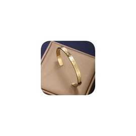 Stainless Steel Mens Cuff Bracelet,Minimal Cool Gold/Silver/Black Open Metal Cuff Bangle Bracelets Solid Titanium Minimalist Bracelet for Men Women(Gold)