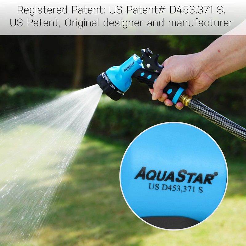 AQUASTAR by Eden AS73374 Rear-Trigger 7-Pattern Hose Nozzle (Blue) |