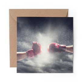1 x Greeting Card Boxing Gloves Flight Boxers Punch - Blank Birthday Celebration Anniversary #44432