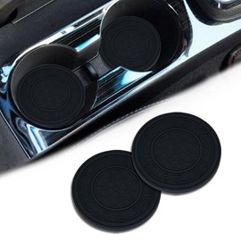 2 Pack Car Coasters for Cup Holder, 2.75 Inch Universal Auto Waterproof Coasters Silicon Insulation Cup Mats,No-Slip Anti Dust Insert Coaster for Woman Man, Suit for Vehicle Interior (2, Black)