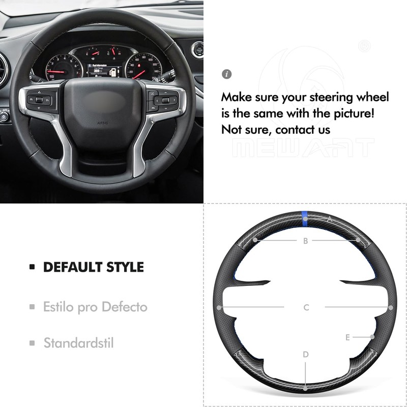 MEWANT DIY PU Carbon Fiber Black Artificial Leather Steering Wheel