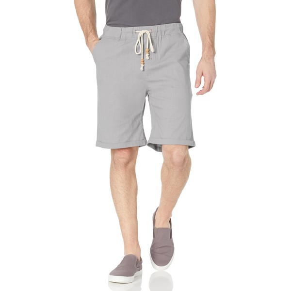 Janmid Men's Linen Shorts Casual Elastic Waist Drawstring Summer Beach