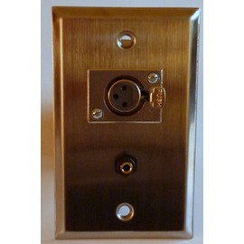 Philmore Stainless Steel Wall Plate with (1) XLR 3-Pin Female Microphone Connector & (1) 3.5mm Stereo Feed-Thru Jack; 75-733