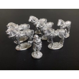 Battle Valor 20mm WWII Russian Cavalry Horses & Handler 7 Metal Figures RUC4