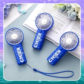 Retisee 20 Pcs Blue Cheer Mini Handheld Electric Fans Cheer Cheerleader Teams Gifts Personal Portable Hand Battery Powered Fan for Cheer Teammates Party Supplies