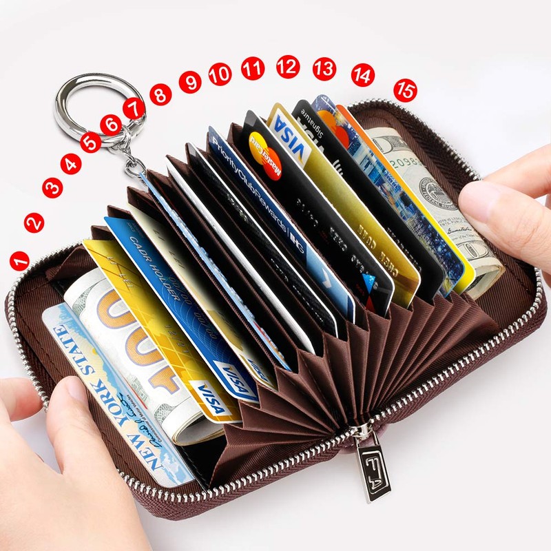FurArt Credit Card Wallet, Zipper Card Cases Holder for Men