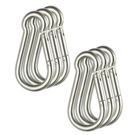 MYUYONG 6 PCS 304 Stainless Steel Carabiner Spring Snap Hook，Silver Quick Link Clip Keychain for Keys Swing Set Camping Fishing Hiking Traveling (3.15 Inch)