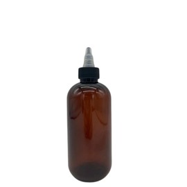 Natural Farms 8 oz Amber Boston BPA FREE Bottles - 2 Pack Empty Refillable Containers - Essential Oils - Aromatherapy | Black/Natural Twist Open/Close Cap - Made in the USA