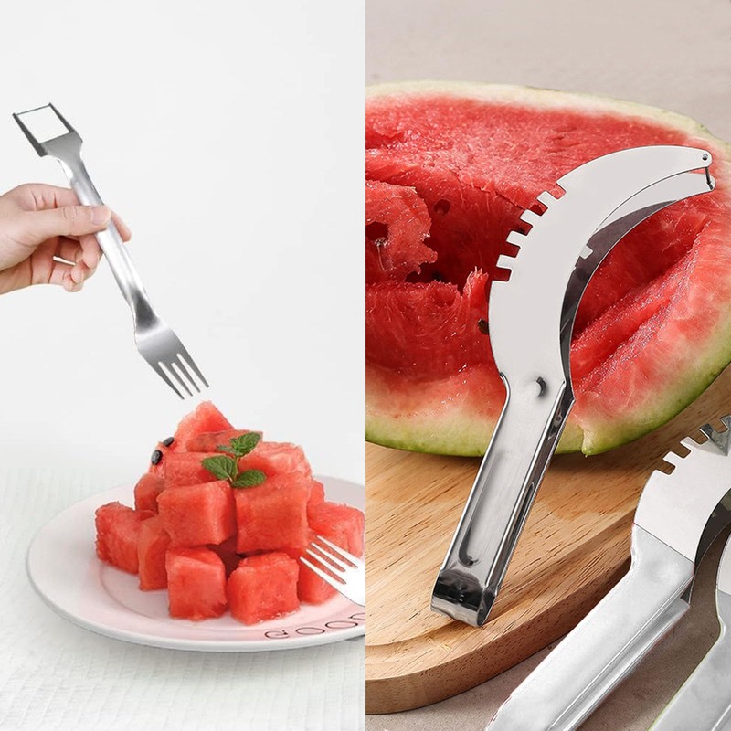 SSKHE 2Pcs Stainless Steel Fruit Slicer, 2 in 1 Double