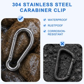 Small Carabiner Clip, 8PCS 1.57 inch 304 Stainless Steel Heavy Duty Carabiners, Metal Spring Snap Hook Clips for Outdoor Travel Camping Fishing Hanging Key Chain
