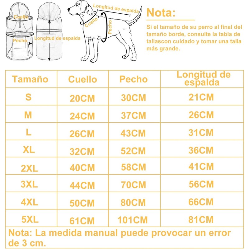 Impermeable para Perros con Capucha con Rayas Reflectantes，Ajustable，Resistente al Agua,