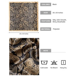 AWAYTR 35” Satin Head Scarf for Women Like Silk Scarf for Hair Scarf Satin Hair Bandana Women Headscarf Hair Wrap Scarf Neck (Black)