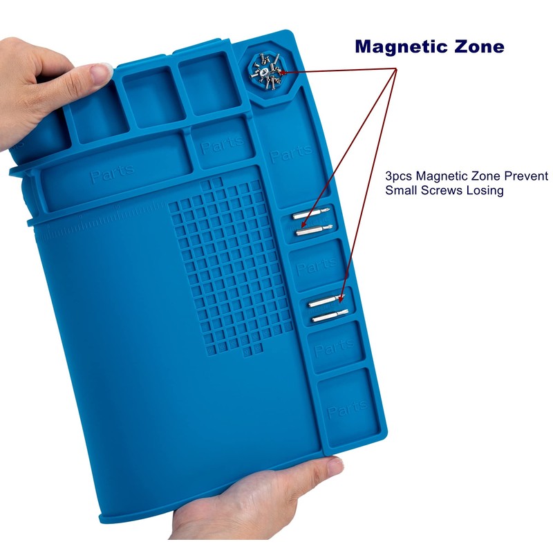 Premium Heat Resistant 932°F Blue Magnetic Repair Work Mat Large