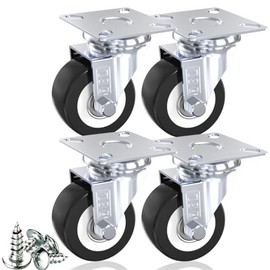 DSL Castor Wheels, Heavy Duty Castors 50mm, Caster Wheels Set of 4 Trolley Furniture Wheels - Double Bearing 4 Standard Castor Rubber up to 240KG + Free Fitting