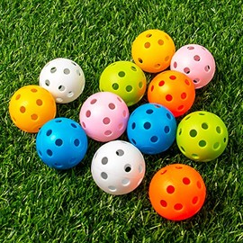 Practice Golf Balls 12-Pack, 4.2cm Durable Plastic Golf Training Balls with Holes, 6 Bright Colours for Indoor & Outdoor Use, High Visibility, Realistic Flight for Garden, Backyard, Limited