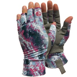 Glacier Glove Ascension Bay 50+ Sun Protection Durable Lightweight Breathable Quick-Dry Fingerless Outdoor Fishing Sun Glove, Pink Camo, Small