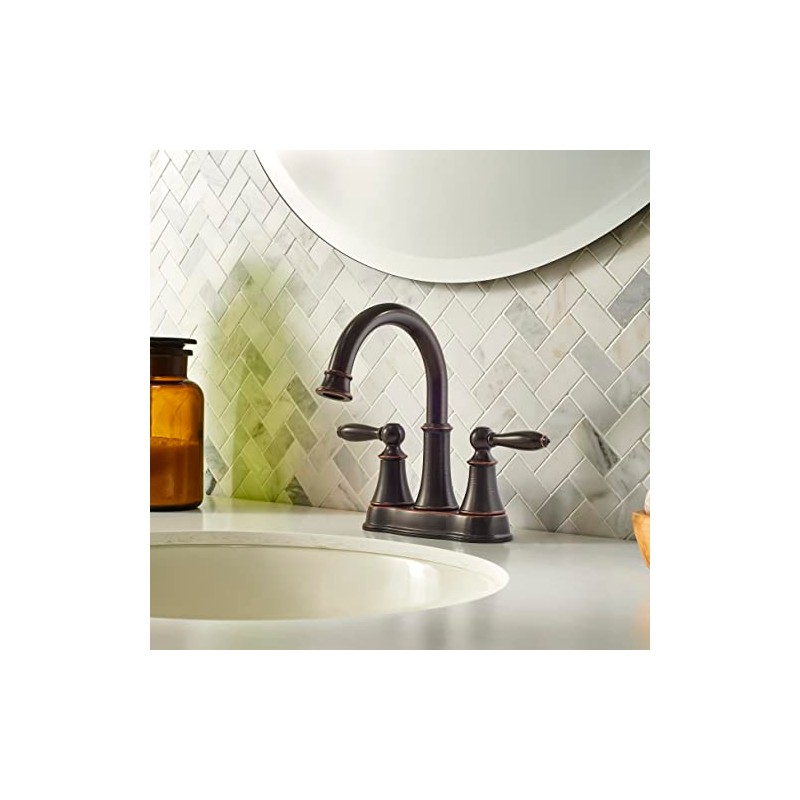 Pfister Courant Bathroom Sink Faucet, 4-Inch Centerset, 2-Handle, 3-Hole, Tuscan