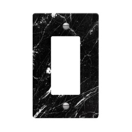 1 Gang Rocker Wallplates，Black And White Marble Texture Decor Bamboo Switch Plate Covers Outlet Wall Plate Decorative for Bedroom Kitchen Home.
