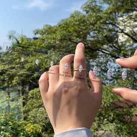 5A Cubic Zirconia Diamond Stones Cut Mix 8 Different Size,Weight Suitable for Diamond Reference Comparison CZ Card, Different Classic Cutting Forms (Marquise & Colorless)