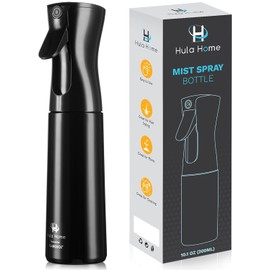 Hula Home Spray Bottle for Hair (10.1oz/300ml) - Powered by Flairosol® Spray Technology - Continuous Ultra Fine Mist Sprayer – For Hairstyling, Cleaning, Salons, Plants, Essential Oil & More - Black
