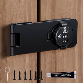 Bifold Door Lock - Anti-Pry 3-Digit Password Double Door Cabinet Locks for Adults - Keyless Closet Door Lock with Code for Cupboard Pantry Liquor Shed Barn Folding Door Desk Drawer Black 1Pcs