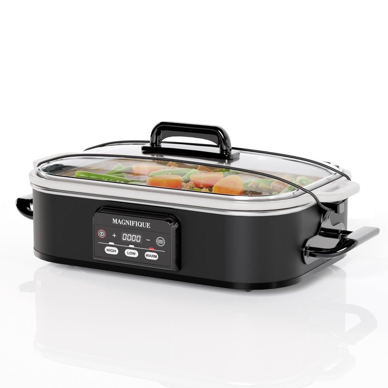 Magnifique 4 Quart Casserole Digital Slow Cooker, Premium Ceramic Bakeware