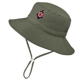 Baby Sun Hat Anchor UPF 50+ Sun Protective Little Kid Summer Bucket Hat Embroidery Beach hat for Boys Girls 3-7 Years
