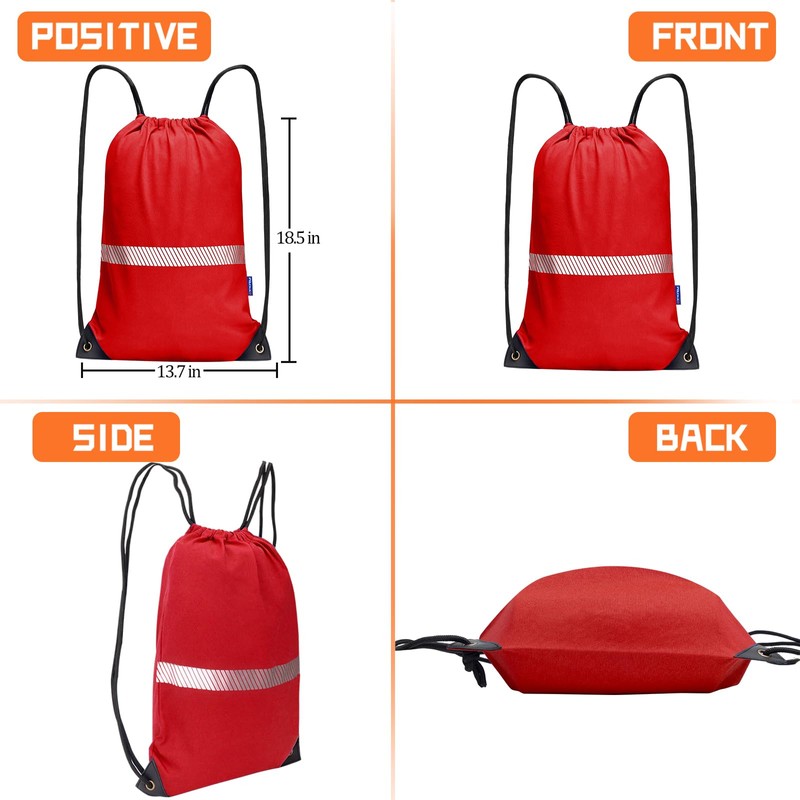 Red Drawstring Backpack Bag work Sackpack