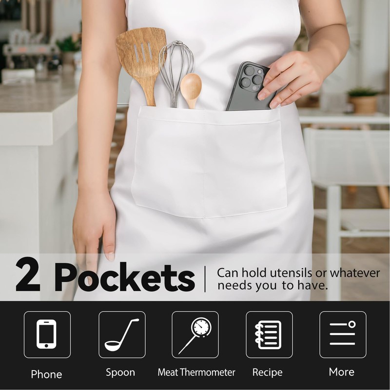 NLUS White Chef Hat and Apron, Adjustable Chef Costume Set,